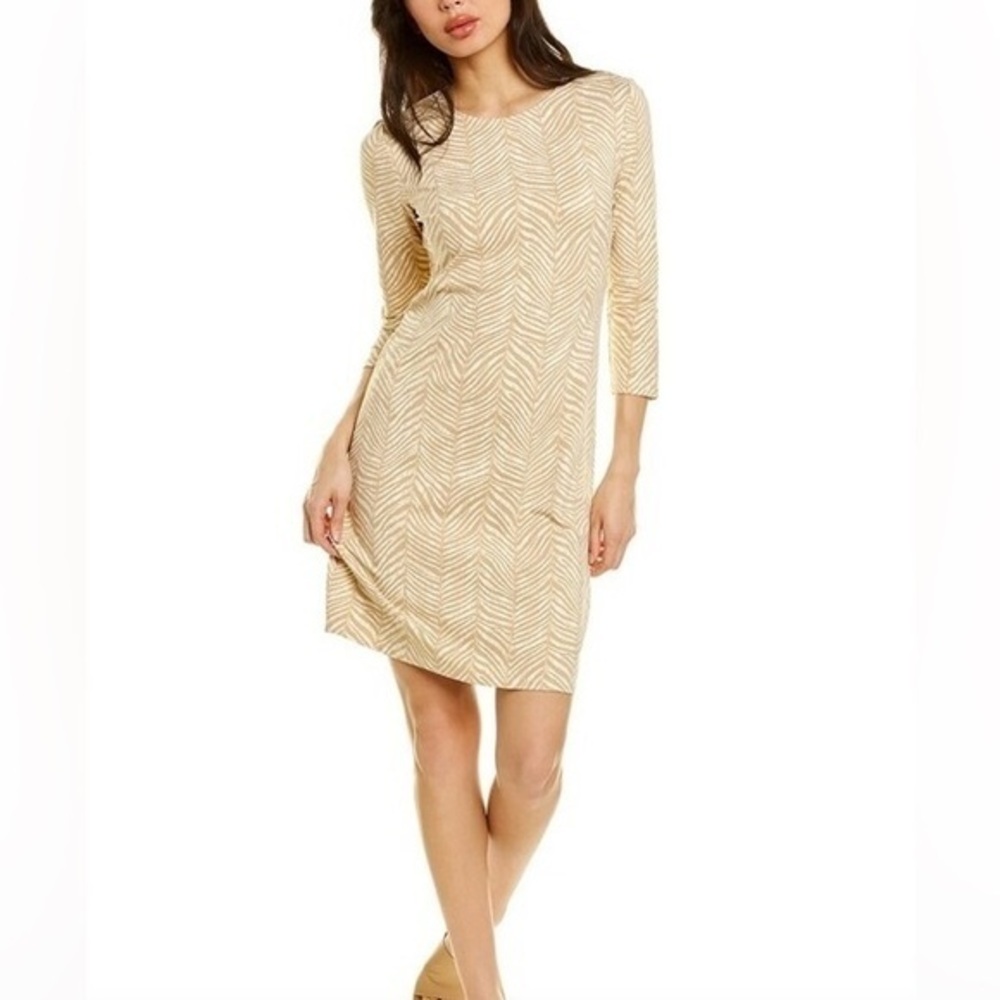 J. McLaughlin Sophia Shift Dress, Tan and Cream, Size Small